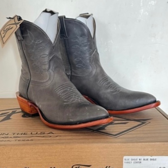NEW Fenoglio Women’s Blue Eagle Gray Leather Cowboy Boots - Picture 1 of 7
